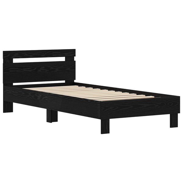 vidaXL Estructura de cama con cabecera Roble Negro 98.5 x 200 cm