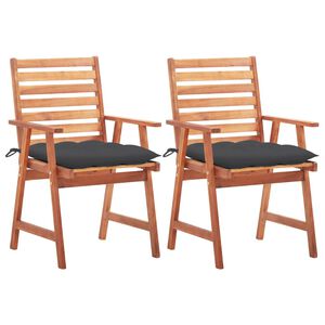 vidaXL Sillas comedor de jard&iacute;n 2 uds madera maciza acacia y cojines