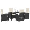 vidaXL Conjunto de Comedor de Jard&iacute;n 5 pcs Negro rat&aacute;n sint&eacute;tico