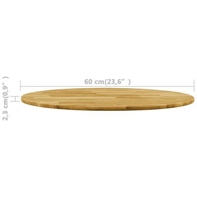 vidaXL Superficie de mesa redonda madera maciza de roble 23 mm 600 mm