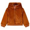Chaqueta infantil con capucha pelo sintético color coñac 116
