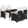 vidaXL Set de muebles jard&iacute;n 5 pzas con cojines rat&aacute;n sint&eacute;tico negro