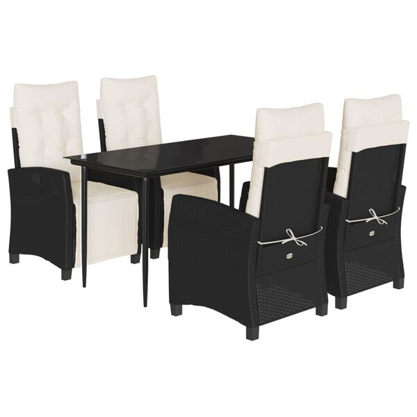 vidaXL Set de muebles jard&iacute;n 5 pzas con cojines rat&aacute;n sint&eacute;tico negro