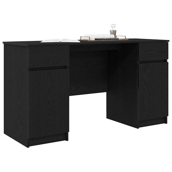 vidaXL Escritorio Roble negro 140 x 49 x 76 cm Madera contrachapada