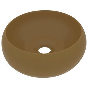 vidaXL Lavabo de lujo redondo cer&aacute;mica crema mate 40x15 cm