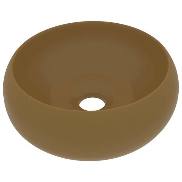vidaXL Lavabo de lujo redondo cer&aacute;mica crema mate 40x15 cm