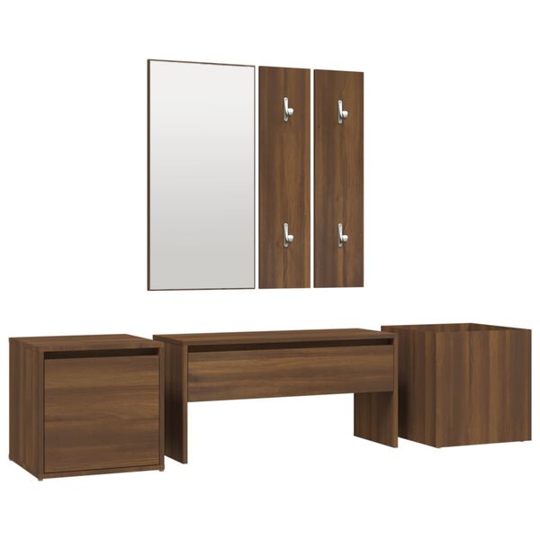 vidaXL Set de muebles de recibidor madera contrachapada roble marr&oacute;n