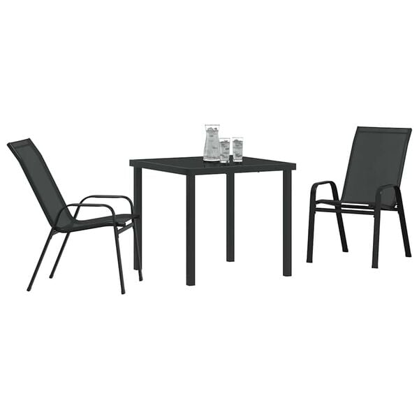 vidaXL Conjunto de Comedor de Jard&iacute;n 3 pcs Negro