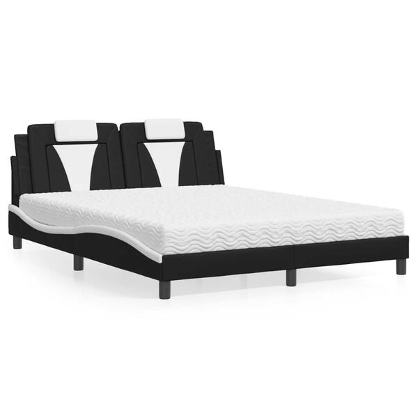 vidaXL Cama Viana con colch&oacute;n cuero sint&eacute;tico negro y blanco 160x200 cm