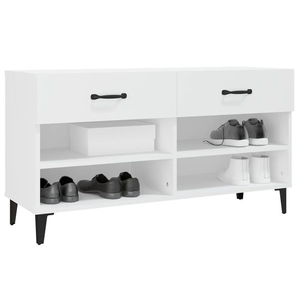 vidaXL Mueble zapatero madera contrachapada blanco 102x35x55 cm