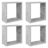 vidaXL Estantes cubo de pared 4 unidades gris hormig&oacute;n 30x15x30 cm