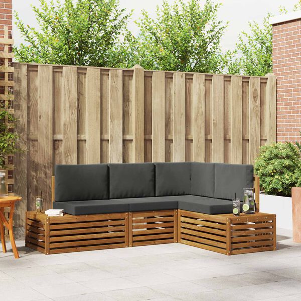 vidaXL Conjunto de sof&aacute;s de exterior 4 Pieza Natural y Antracita