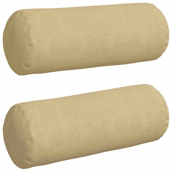 vidaXL Cojines Bolster 2 pcs Verde gris&aacute;ceo &Oslash; 25 x 70 cm Tela de pana