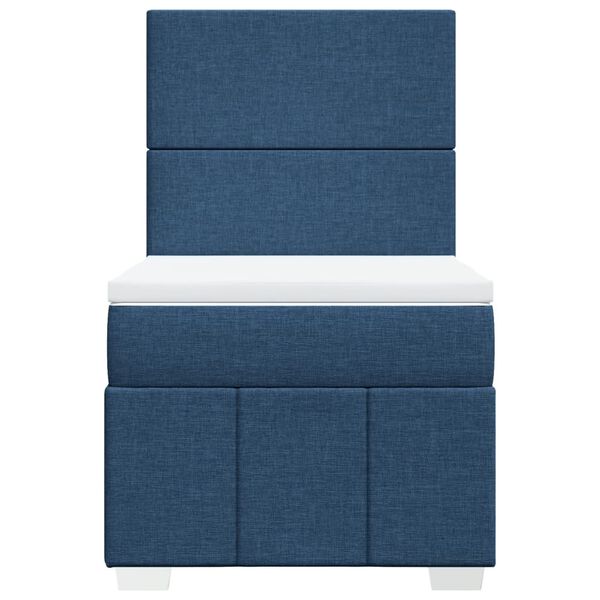 vidaXL Cama box spring con colch&oacute;n tela azul 90x200 cm