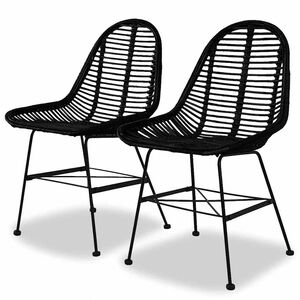 vidaXL Sillas de comedor 2 unidades rat&aacute;n natural negro