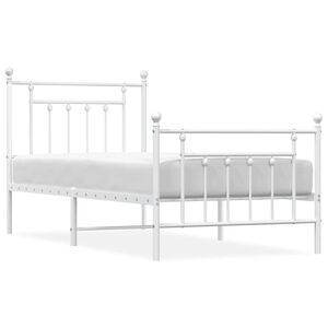 vidaXL Estructura cama sin colch&oacute;n con estribo metal blanco 90x200 cm