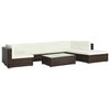 vidaXL Set muebles de jard&iacute;n 8 piezas y cojines rat&aacute;n sint&eacute;tico marr&oacute;n
