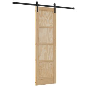 vidaXL Puerta Corredera Natural y negro 61 x 198,5 cm