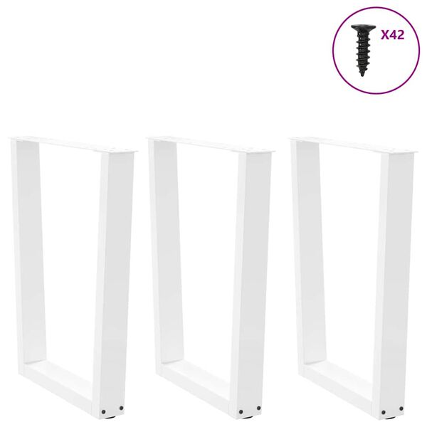 vidaXL Patas para mesa de comedor en forma de V (3 unidades), color blanco, 70 x (72-73,3) cm, acero