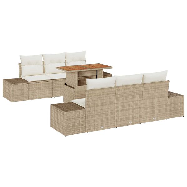 vidaXL Conjunto de Comedor de Jard&iacute;n con coj&iacute;n 7 pcs Beige y Crema