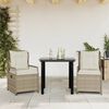 vidaXL Set comedor de jard&iacute;n 3 pzas con cojines rat&aacute;n sint&eacute;tico beige