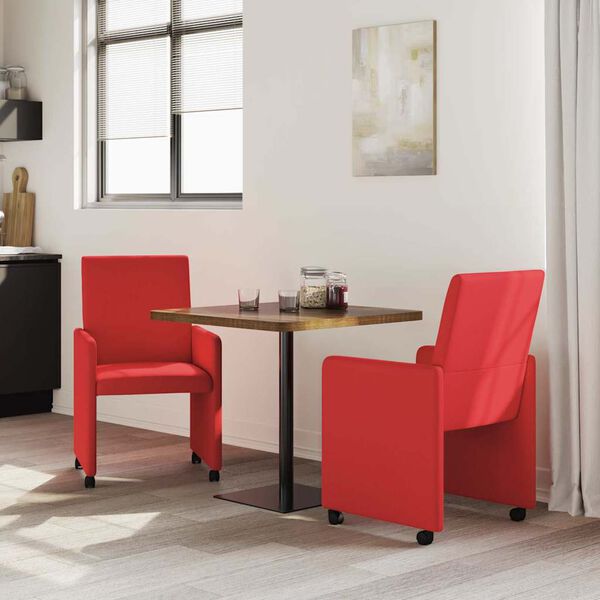 vidaXL Sillas de Comedor con Ruedas 2 pcs Rojo 57 x 66 x 94 cm
