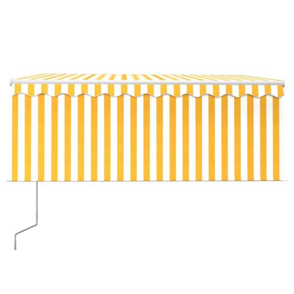 vidaXL Toldo autom&aacute;tico persiana, LED y sensor amarillo/blanco 3x2,5 m