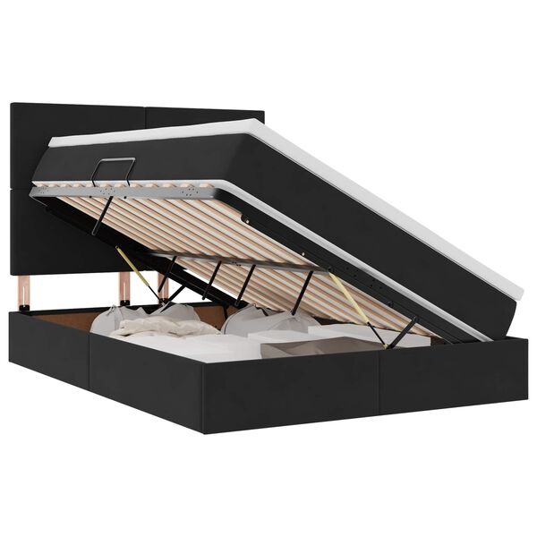 vidaXL Cama con almacenamiento y LED Negro 140 x 190 cm Terciopelo