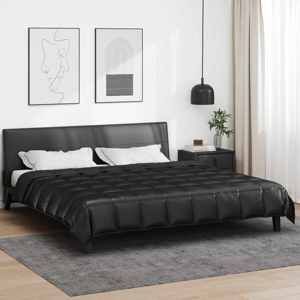 vidaXL Edred&oacute;n de Verano Negro 200 x 220 cm Sat&eacute;n y Microfibra