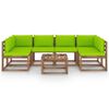vidaXL Muebles de jard&iacute;n de palets 7 pzs con cojines madera impregnada