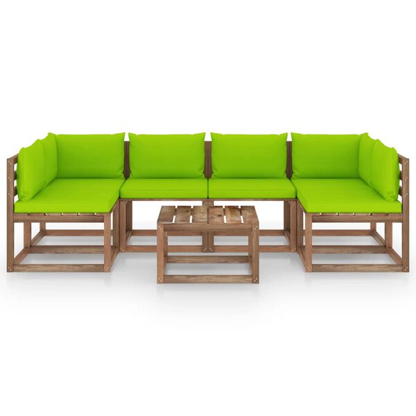 vidaXL Muebles de jard&iacute;n de palets 7 pzs con cojines madera impregnada