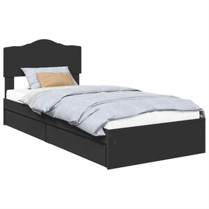 vidaXL Cama con almacenamiento Negro 100 x 200 cm Madera de ingenier&iacute;a