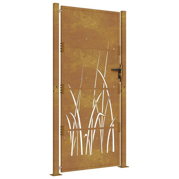 vidaXL Puerta de jard&iacute;n acero corten dise&ntilde;o hierba 100x200 cm