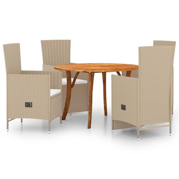 vidaXL Juego de comedor para jard&iacute;n 5 piezas beige