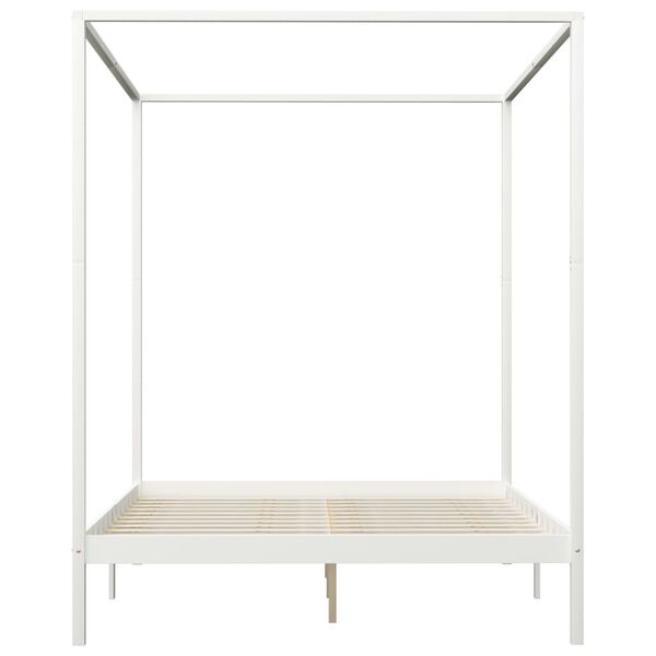 vidaXL Estructura de cama con dosel 2 cajones pino blanco 180x200 cm