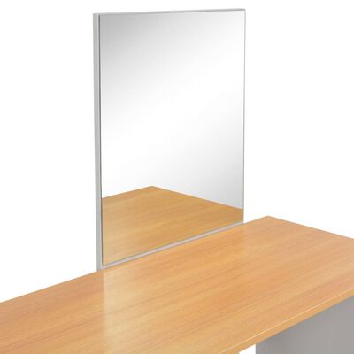 vidaXL Tocador con espejo y taburete gris 104x45x131 cm