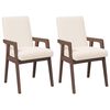 vidaXL Sillas de comedor con cojines, 2 unidades, color marr&oacute;n, madera maciza, caucho