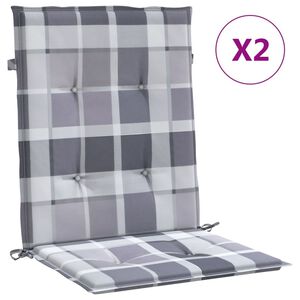 vidaXL Coj&iacute;n silla de jard&iacute;n respaldo bajo 2 uds tela a cuadros gris