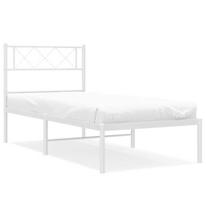 vidaXL Estructura cama sin colch&oacute;n con cabecero metal blanco 100x190cm