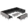 vidaXL Sof&aacute;s de jard&iacute;n 12 pzas cojines rat&aacute;n sint&eacute;tico gris oscuro