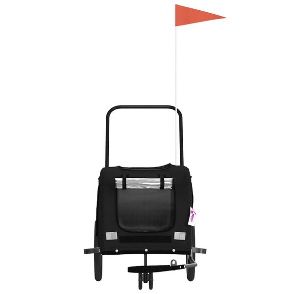 vidaXL Remolque de bicicleta mascotas hierro tela Oxford negro