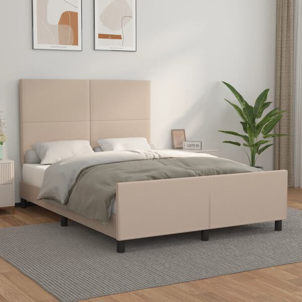 vidaXL Estructura cama sin colch&oacute;n cuero sint&eacute;tico capuchino 140x200cm