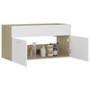 vidaXL Armario para lavabo contrachapada blanco roble 90x38,5x46 cm