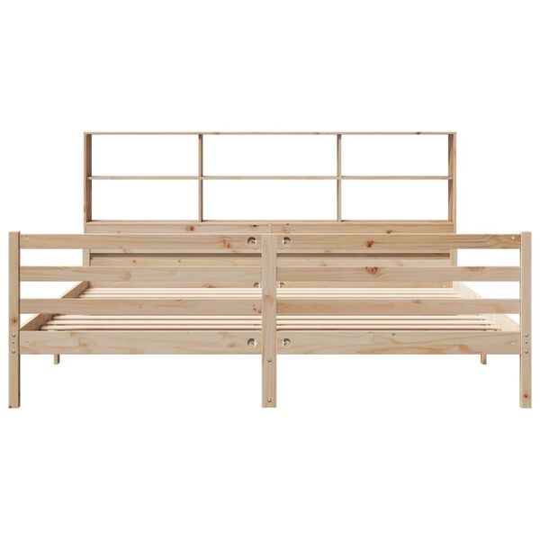 vidaXL Cama con estanter&iacute;a sin colch&oacute;n madera maciza de pino 200x200cm