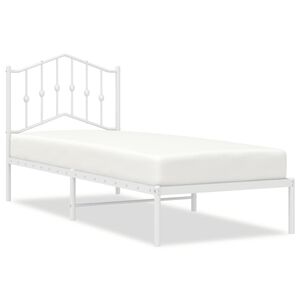 vidaXL Estructura cama sin colch&oacute;n con cabecero metal blanco 75x190 cm