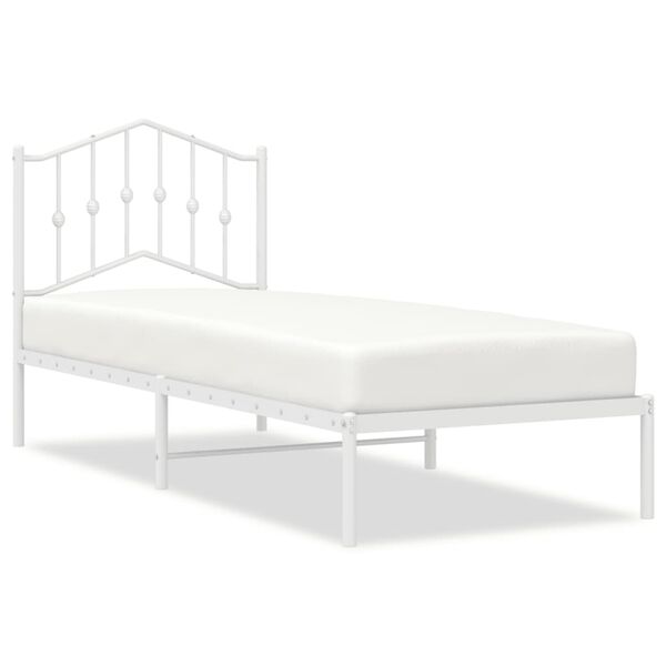 vidaXL Estructura cama sin colch&oacute;n con cabecero metal blanco 75x190 cm