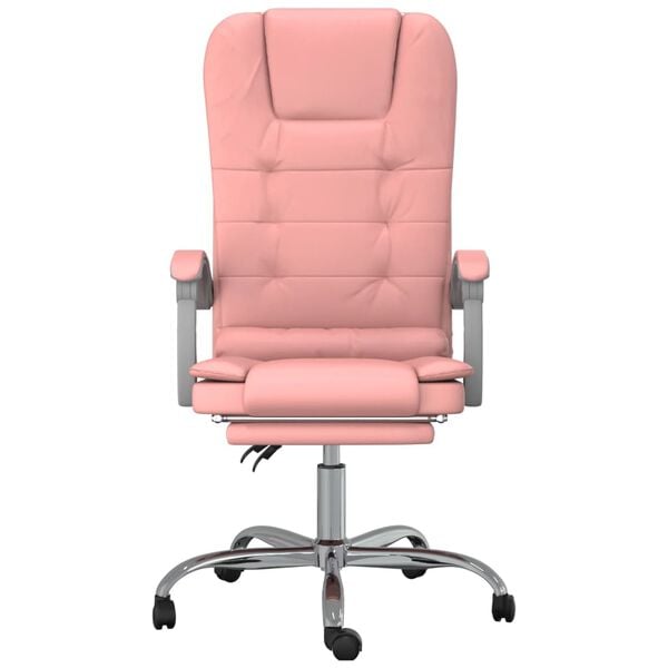 vidaXL Silla de oficina reclinable masaje cuero sint&eacute;tico rosa