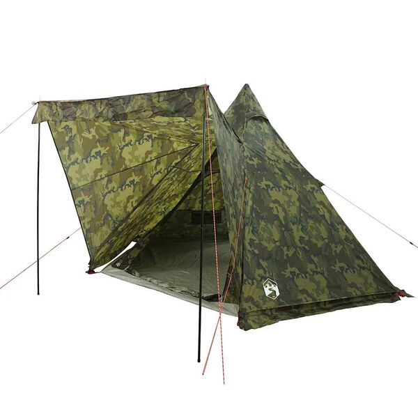 vidaXL Tienda campa&ntilde;a familiar tipi 6 personas impermeable camuflaje