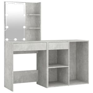 vidaXL Tocador con LED y armario madera contrachapada gris hormig&oacute;n