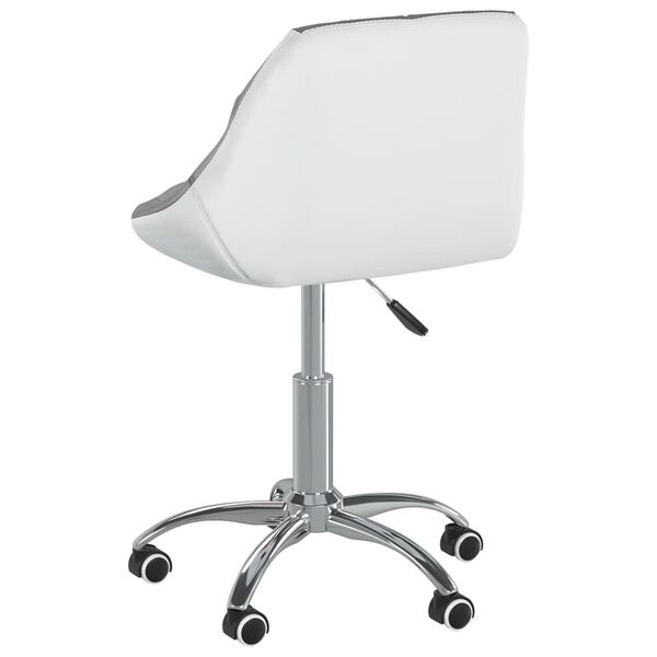 vidaXL Silla de comedor giratoria cuero sint&eacute;tico gris y blanco